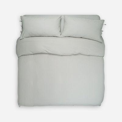 Imagen 2 del producto Funda Plumón Lino-Algodón Pure Liso Verde Salvia 2 Plazas