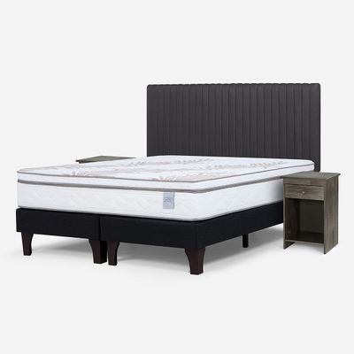 Imagen 2 del producto Cama Europea Neo Plus King + Respaldo + Velador Grafito
