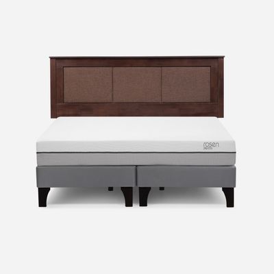 Cama Europea Pratta King Pata Madera BD + Respaldo Rachel