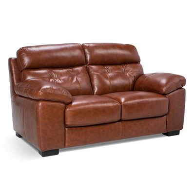 Sofá Rosen Flaminio 2 Cuerpos Cuero Caramelo