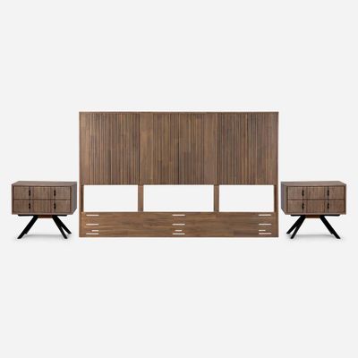 Set Respaldo King + Veladores Rosen Baruther Chocolate