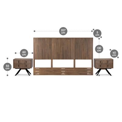 Imagen 2 del producto Set Respaldo King + Veladores Rosen Baruther Chocolate