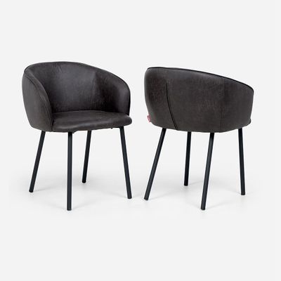 Set 2 Poltronas Rosen Turif Tela Grafito