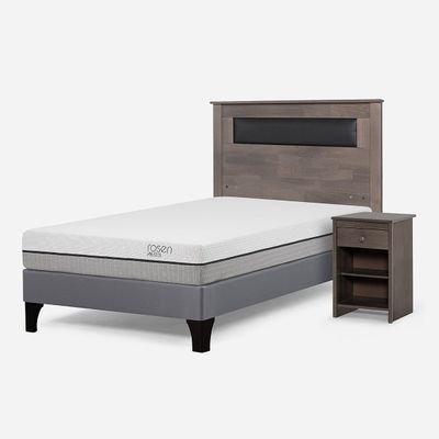 Imagen 2 del producto Cama Europea Pratta 1 Plaza Pata Madera + Muebles Ferrara Gr