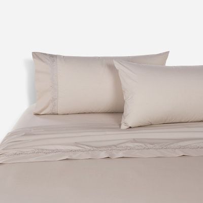 Sábana Rosen 220 Hilos Bordada Botánica Natural Súper King