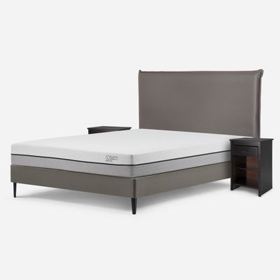 Cama Europea Pratta 2 Plazas Pata Acero + Muebles Maurice