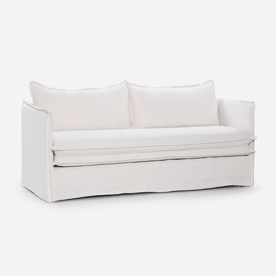 Sofá Rosen Rona 2 Cuerpos Tela Blanco Crudo