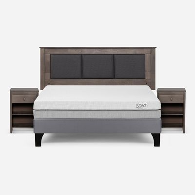 Cama Europea Pratta 2 Plazas BN P. Madera+Respaldo+Veladores