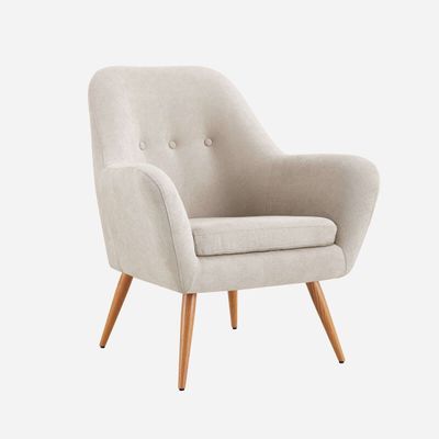 Poltrona Rosen Bartolo Pata Metálica Tela Marfil