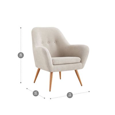 Imagen 2 del producto Poltrona Rosen Bartolo Pata Metálica Tela Marfil