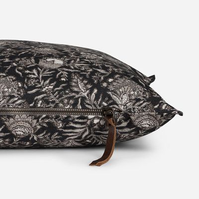 Imagen 2 del producto Funda de Cojín Ambiente Algodón Surat Negro 60 x 40 cm