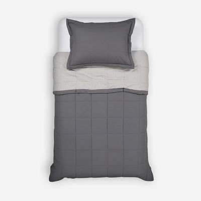 Cubrecama Algodón Stripes Grafito 1,5 Plazas