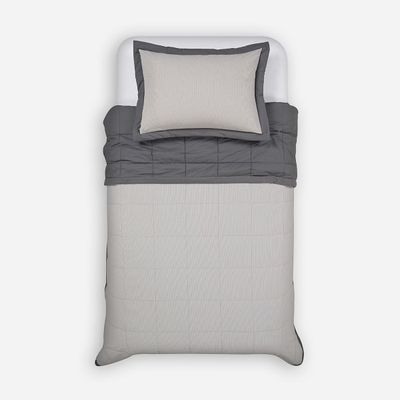 Imagen 2 del producto Cubrecama Algodón Stripes Grafito 1,5 Plazas