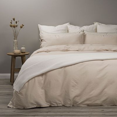 Funda Plumón Rosen Lino-Algodón Pure Liso Súper King Arena