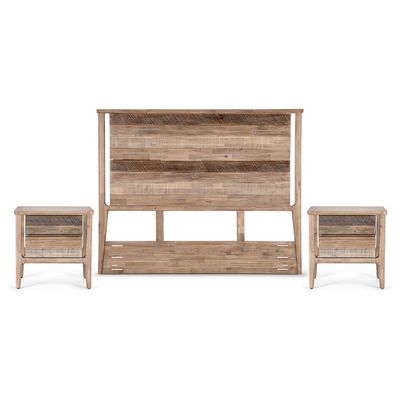 Set Respaldo 2 Plazas + Veladores Madera Rosen Licabeto