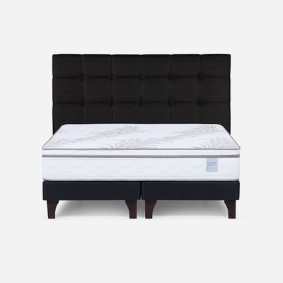 Cama Europea Neo Plus King 180x200 cm+Respaldo Issey Grafito