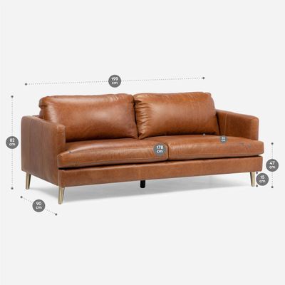 Imagen 2 del producto Sofá Rosen Wells 3 Cuerpos Cuero Whiskey