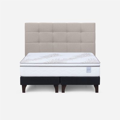 Cama Europea Neo Plus 2 Plazas 150x200+Respaldo Issey Beige