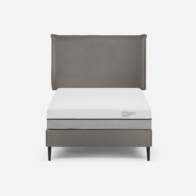 Cama Europea Pratta 1 Plaza Pata Acero  + Respaldo Maurice