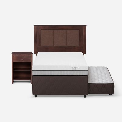 Diván Cama Pratta 1,5 Plazas + Respaldo y Velador