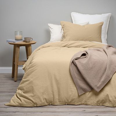 Funda Plumón Lino-Algodón Pure Liso Camel 1,5 Plazas