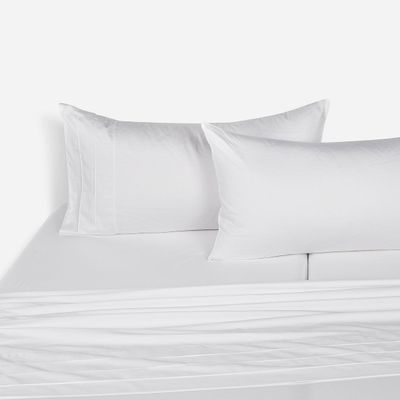 Sábana Body Shape 300 Hilos Algodón Lisa Blanca Súper King