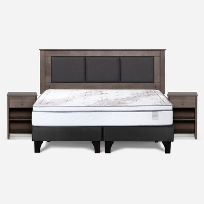 Cama Europea Neo Plus King + Respaldo Rachel+Velador Ferrara
