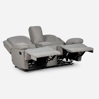 Sofá Reclinable Tess con Posavasos Manual Tela 2 Cuerpo Gris