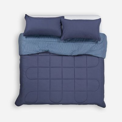 Imagen 1 del producto Plumón Bicolor Lines Reversible Denim 2 Plazas