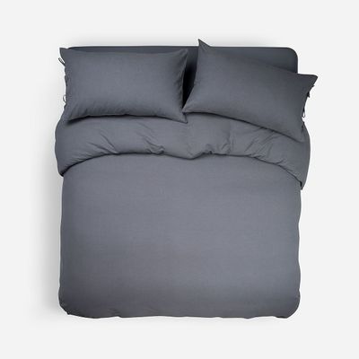 Imagen 2 del producto Funda Plumón Lino-Algodón Pure Liso Grafito Super King