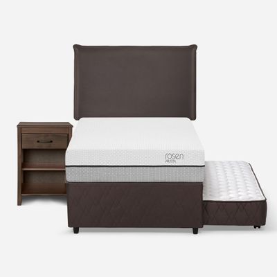 Diván Cama Pratta 1,5 Plazas + Muebles Maurice Chocolate