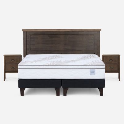 Cama Europea Neo Plus King + Respaldo + Veladores Anna