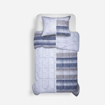 Plumón Algodón Reversible Balder Gris 1,5 Plazas