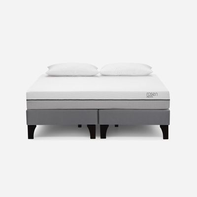 Cama Europea Pratta 2 Plazas Pata Madera BD +Almohadas Light