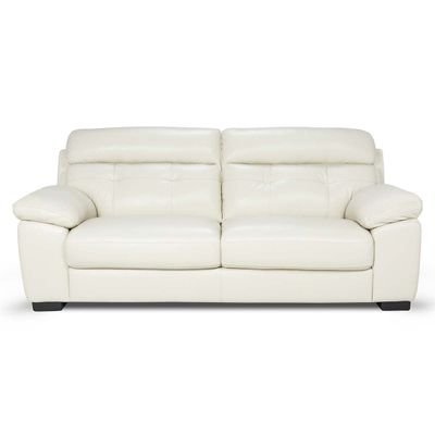 Sofá Rosen Flaminio 3 Cuerpos Cuero Marfil