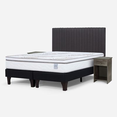 Imagen 2 del producto Cama Europea Neo Plus 2 Plazas + Respaldo + Velador Grafito