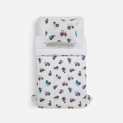 Plumón Microfibra Reversible Kids Constructers 1 Plaza