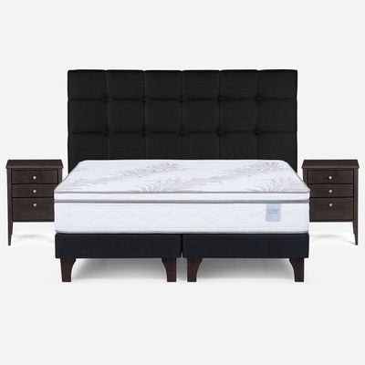 Cama Europea Neo Plus King + Muebles Issey Grafito