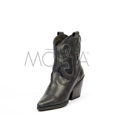 Imagen 2 del producto Botín Moss Negro bordado gris