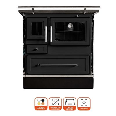 Imagen 2 del producto Cocina a Leña Alcazar Calbuco MZ 90 Negra