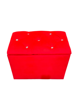 Imagen 2 del producto Banqueta Baul Capitone Rojo Felpa Diamante 