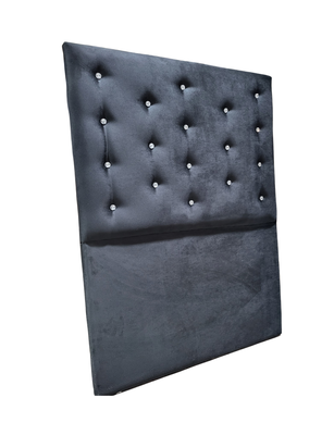 Imagen 2 del producto Respaldo 1 Plaza Negro Felpa Botón Diamante a piso Rimar