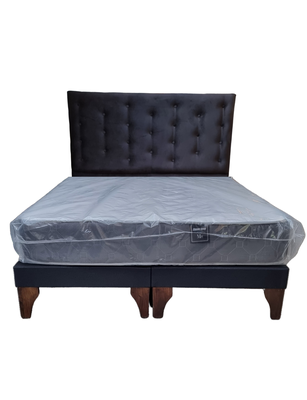 Imagen 2 del producto Cama 2 Plazas + Respaldo a Piso Negro + Colchón