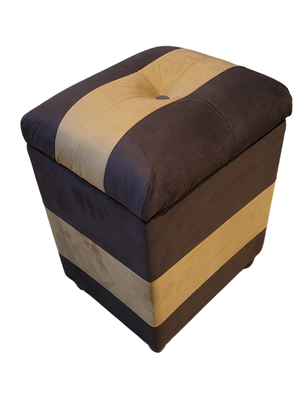 Imagen 2 del producto Pouf Baul Bicolor chocolate cafe Felpa 40x33x50 Rimar