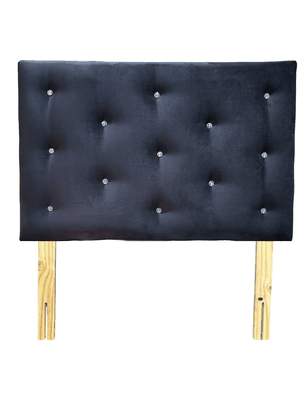 RESPALDO 1 PLAZA FELPA NEGRO BOTON DIAMANTE