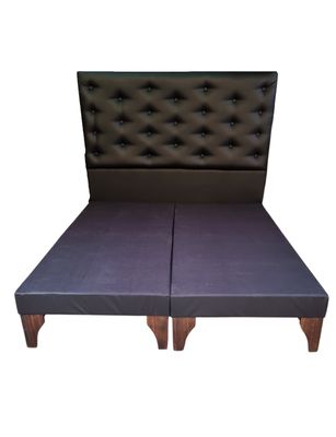 Base Europea Dividida + Respaldo a Piso Negro Eco Cuero