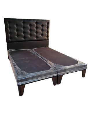 Imagen 2 del producto Base Europea Dividida + Respaldo a Piso Negro Eco Cuero