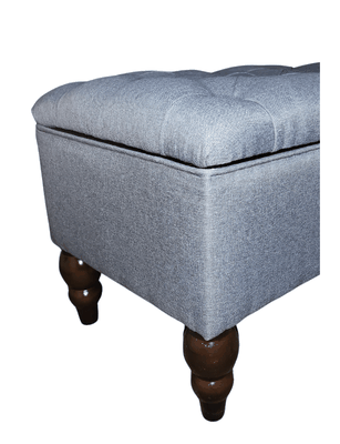 Banqueta Baul Capitoné Reina Gris Lino 120x40x42x20 Rimar