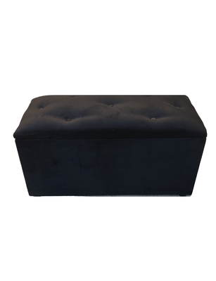 Baul Botone XL Negro Felpa  95X40X50X40 Rimar