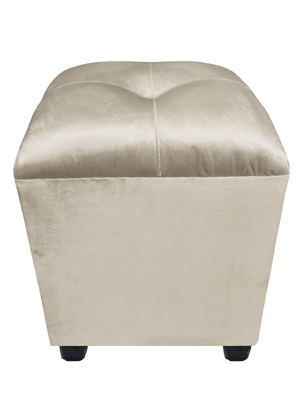 Pouf Beige Felpa Botón 40x40x45 Rimar